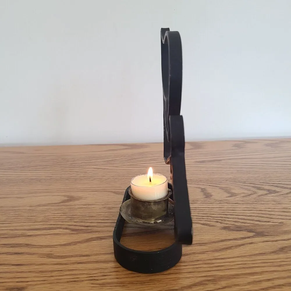 Vintage Minimalist Metal Wrought Iron Angel Tealight Candle Holder Holiday